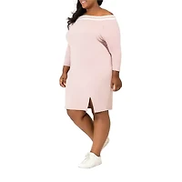 Poetic Justice Womens Long Sleeve Plus Sheath Dress
