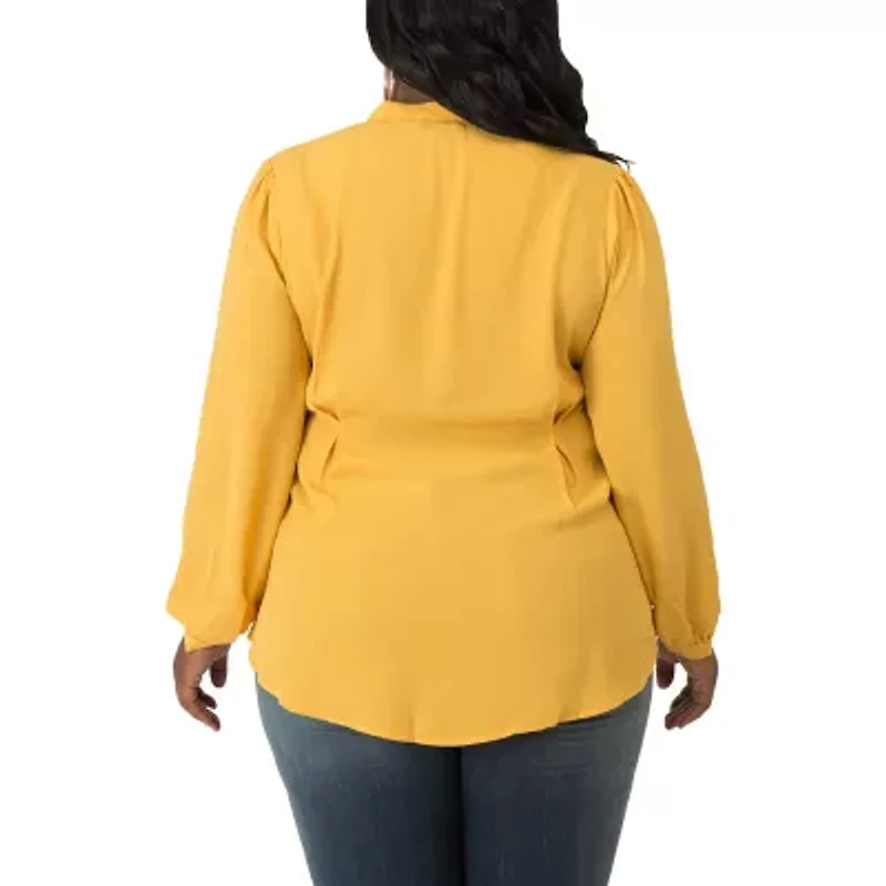Poetic Justice Plus Womens Long Sleeve Blouse