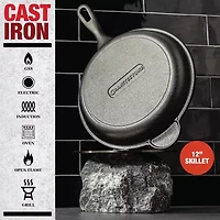 Granitestone Heavy Duty Cast Iron 12" Round Skillet