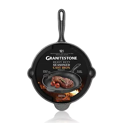 Granitestone Heavy Duty Cast Iron 12" Round Skillet