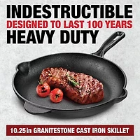 Granitestone Heavy Duty Cast Iron 10.25" Round Skillet