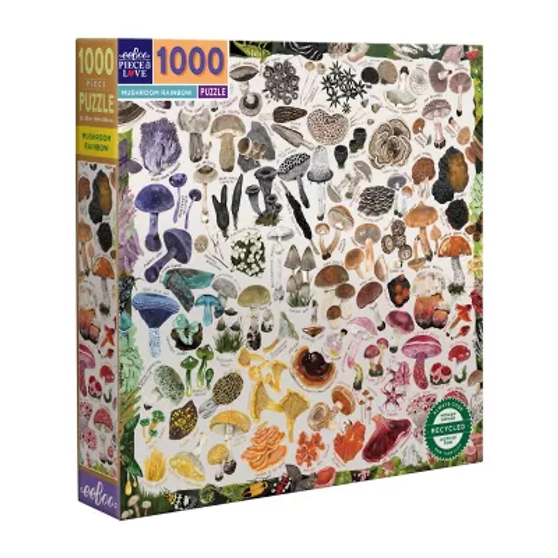 Eeboo Piece And Love Mushroom Rainbow 1000 Piece Square Adult Jigsaw 1000-pc. Puzzle