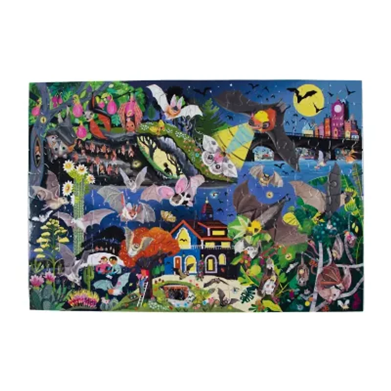 Eeboo Love Of Bats Glow In The Dark 100 Piece Jigsaw Puzzle 100-pc. Card Game