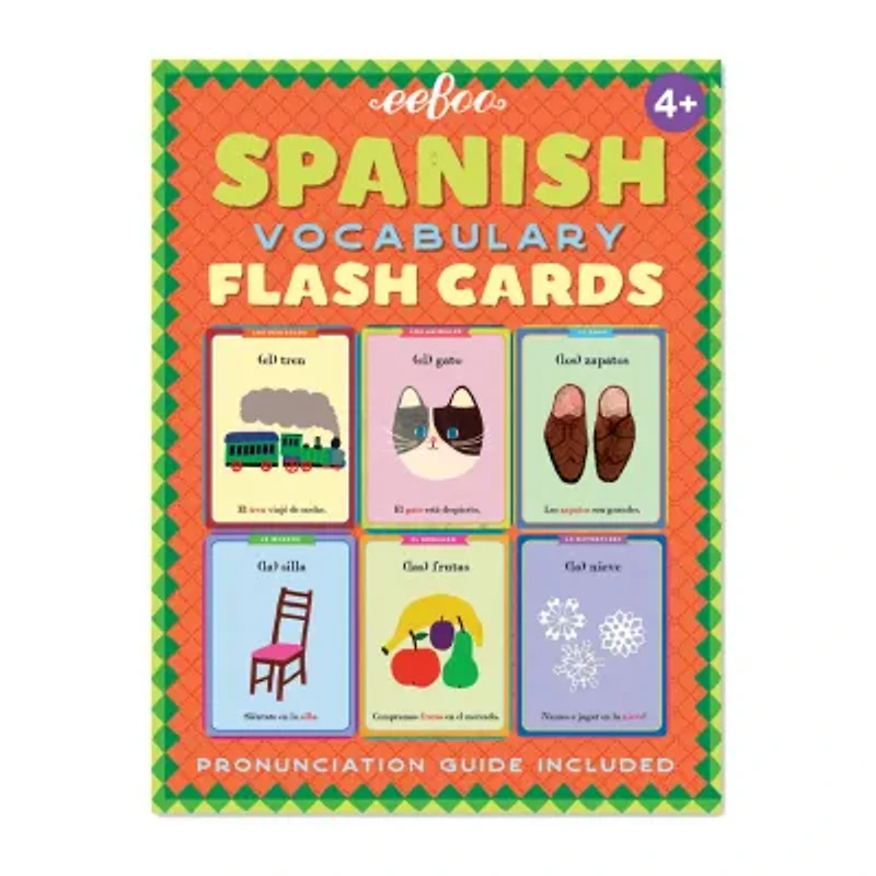 Eeboo Spanish Vocabulary Flash Cards For Kids 56-pc. Card Game