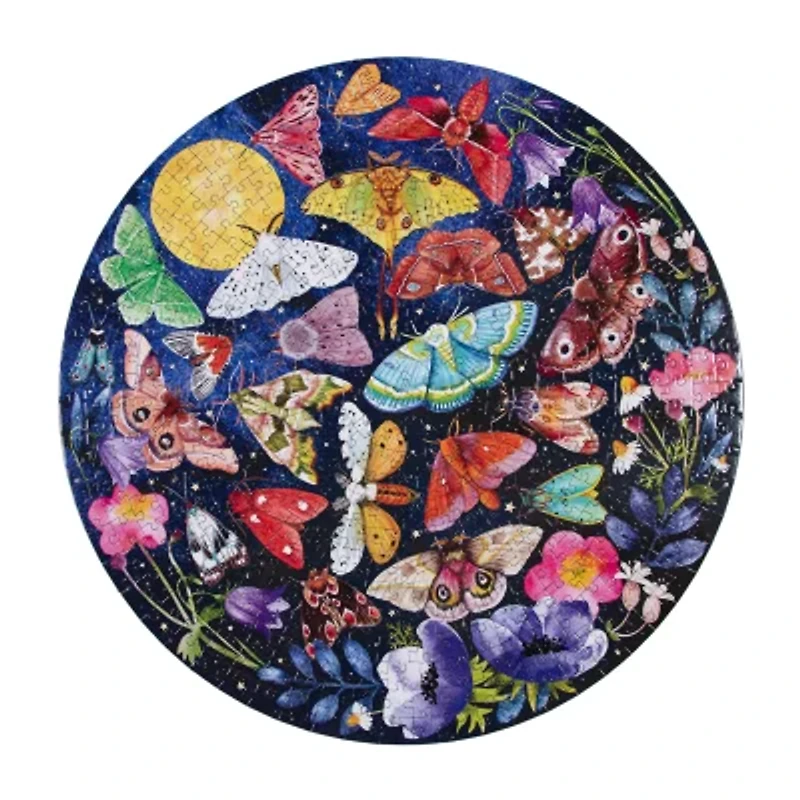 Eeboo Piece And Love Moths 500 Piece Round Adult Jigsaw 500-pc. Puzzle
