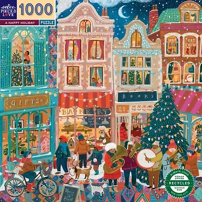 Eeboo Piece And Love A Happy Holiday 1000 Piece Square Adult Jigsaw 1000-pc. Puzzle