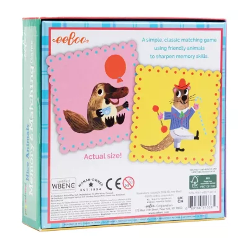 Eeboo Nice Animals Preschool Memory And Matching Game Brain Game