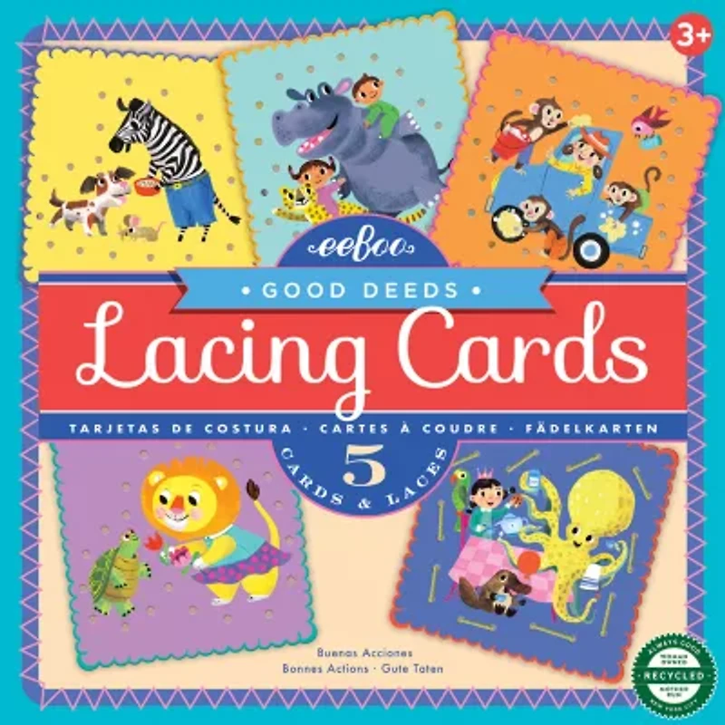 Eeboo Good Deeds Lacing Cards (Set Of 5 Cards) 10-pc. Card Game