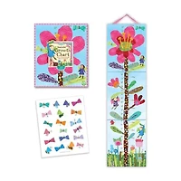 Eeboo Hot Pink Flower Growth Chart For Girls Resposibility Chart