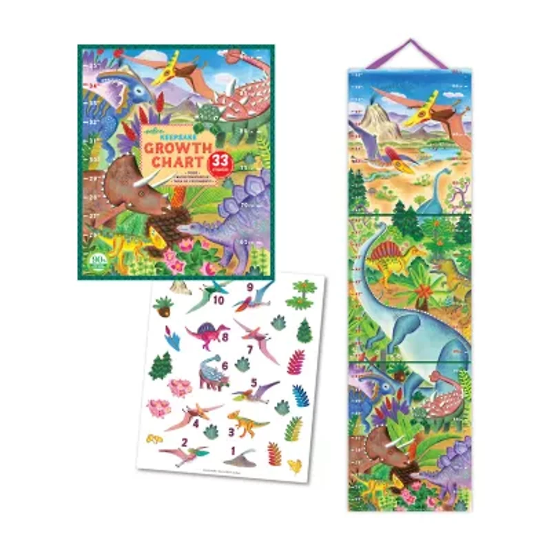 Eeboo Grow Like A Dinosaur Height Growth Chart For Boys Discovery Toy