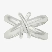 Sparkle Allure Womens 5.5MM Cubic Zirconia Pure Silver Over Brass Crossover Band