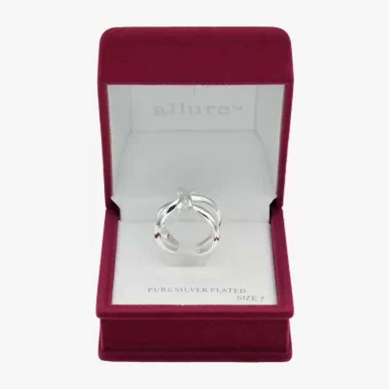 Sparkle Allure Womens 5.5MM Cubic Zirconia Pure Silver Over Brass Crossover Band