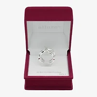 Sparkle Allure Womens 5.5MM Cubic Zirconia Pure Silver Over Brass Crossover Band