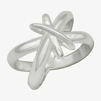 Sparkle Allure Womens 5.5MM Cubic Zirconia Pure Silver Over Brass Crossover Band