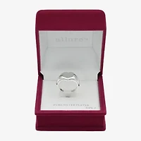 Sparkle Allure Womens Pure Silver Over Brass Heart Signet Ring