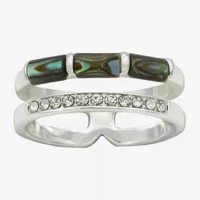 Sparkle Allure Womens 8MM Crystal Pure Silver Over Brass Band