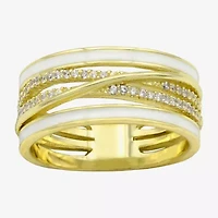 Sparkle Allure Womens 10MM Cubic Zirconia 14K Gold Over Brass Crossover Band