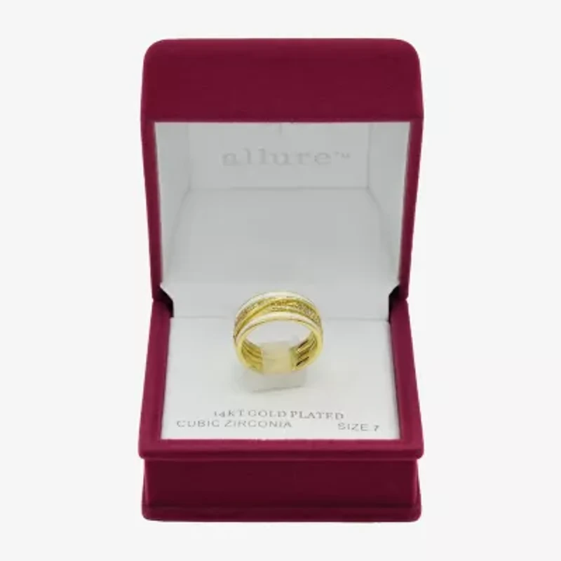 Sparkle Allure Womens 10MM Cubic Zirconia 14K Gold Over Brass Crossover Band