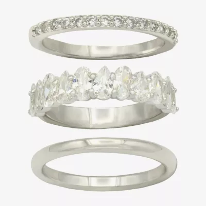 Sparkle Allure Womens 8MM Cubic Zirconia Pure Silver Over Brass Marquise Eternity Band