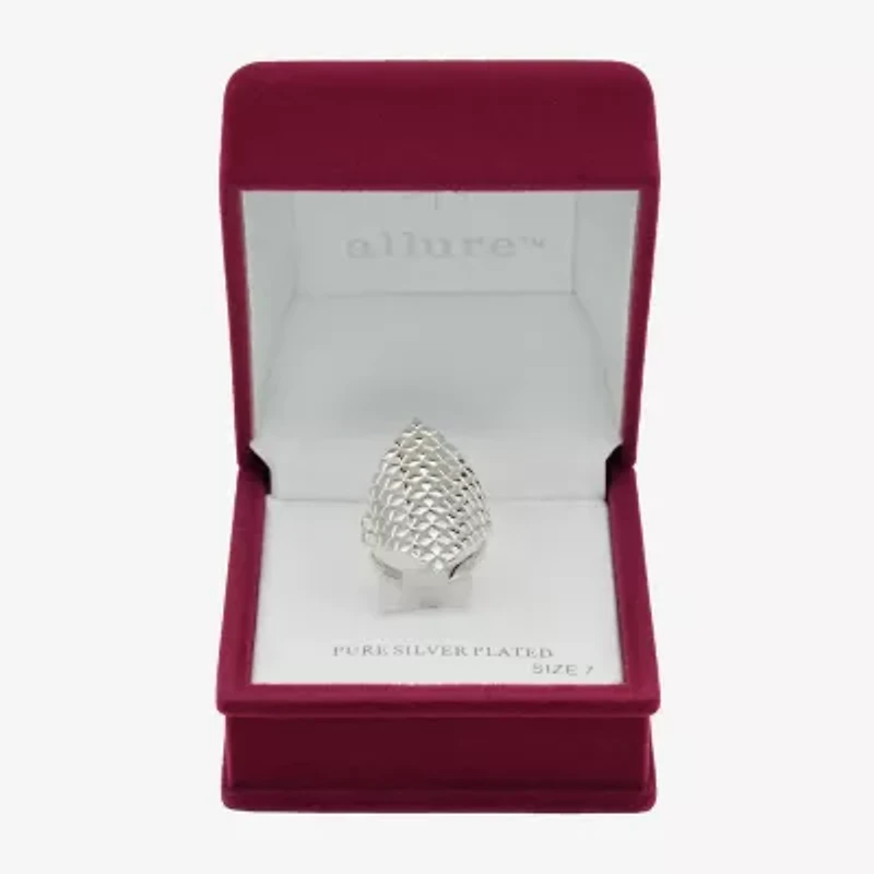 Sparkle Allure Womens Pure Silver Over Brass Cocktail Ring