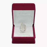 Sparkle Allure Womens Pure Silver Over Brass Cocktail Ring