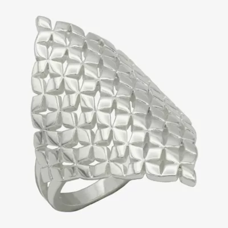 Sparkle Allure Womens Pure Silver Over Brass Cocktail Ring
