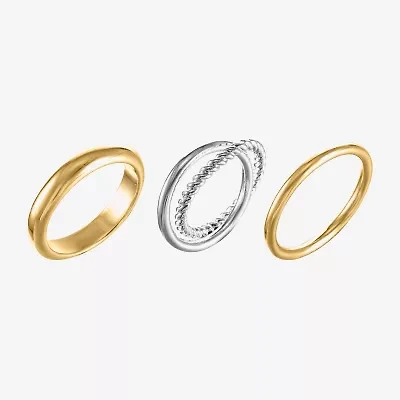 Sparkle Allure Womens 14K Gold Over Brass Pure Silver Ring Set