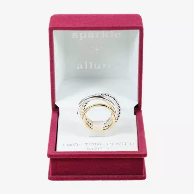 Sparkle Allure Womens 14K Gold Over Brass Pure Silver Ring Set