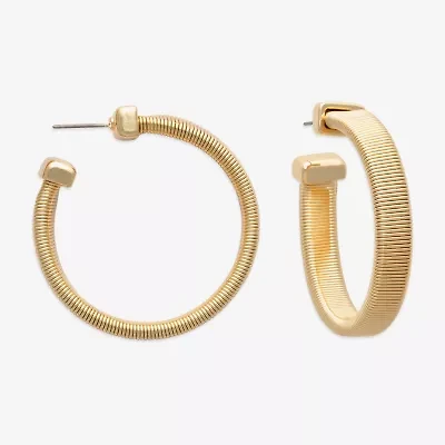Bold Elements Gold Tone Womens 7.3mm Hoop Earrings