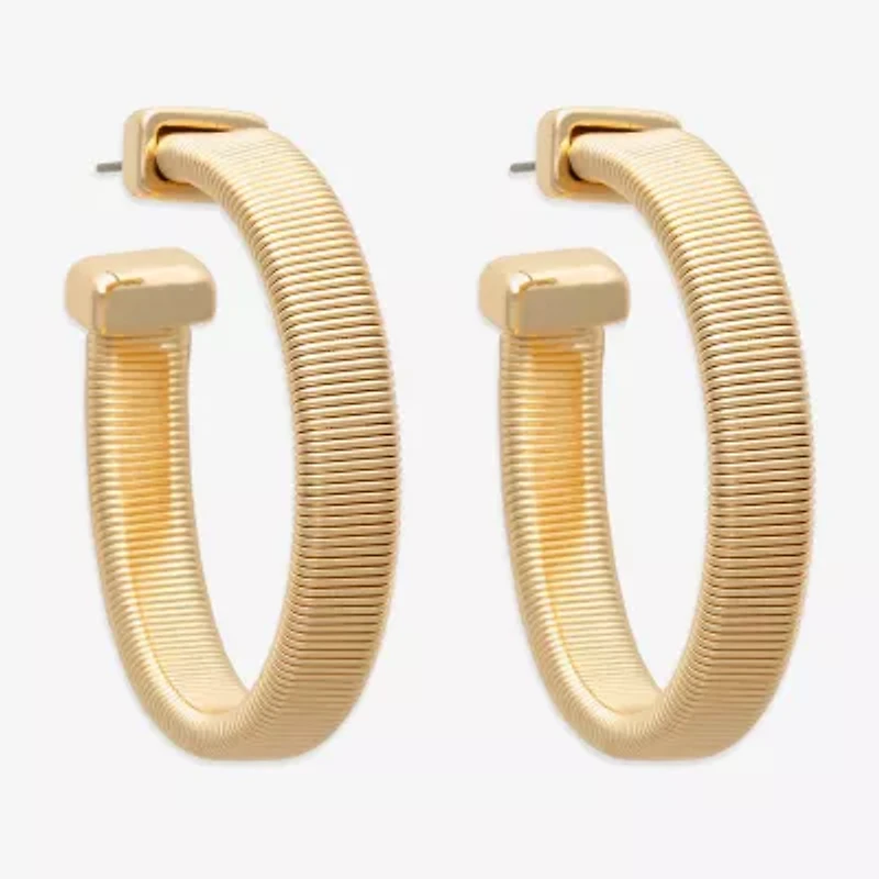 Bold Elements Gold Tone Womens 7.3mm Hoop Earrings