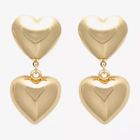 Bold Elements Gold Tone Womens Heart Drop Earrings