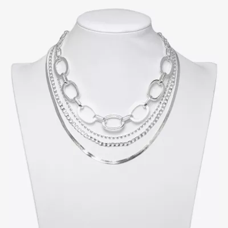 Bold Elements Silver Tone Womens 19 1/2 Inch Strand Necklace