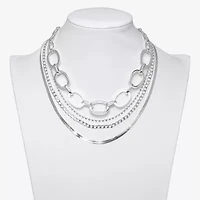 Bold Elements Silver Tone Womens 19 1/2 Inch Strand Necklace