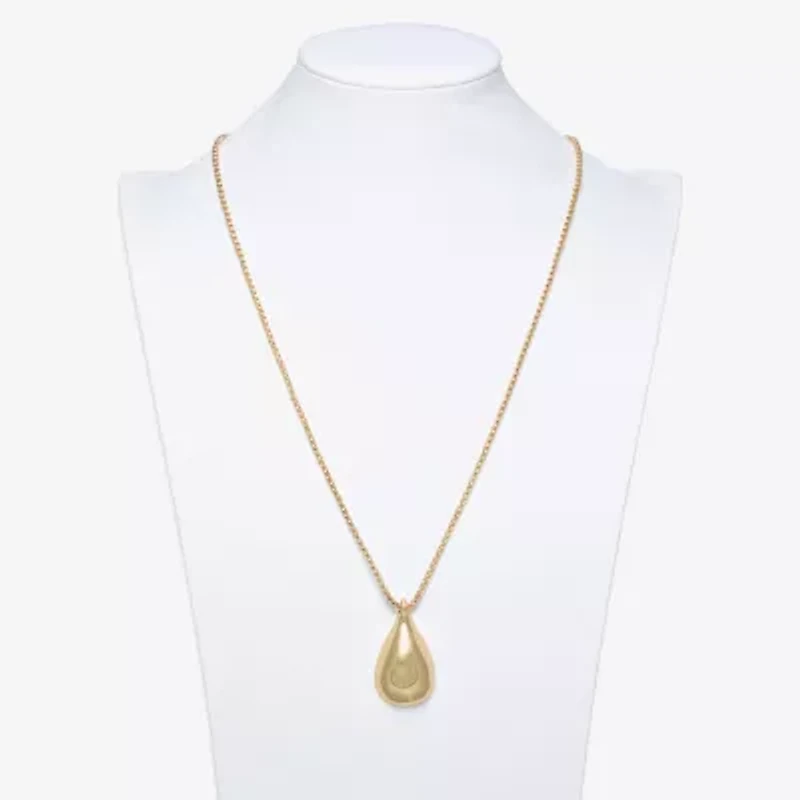 Bold Elements Gold Tone Womens 30 Inch Pendant Necklace