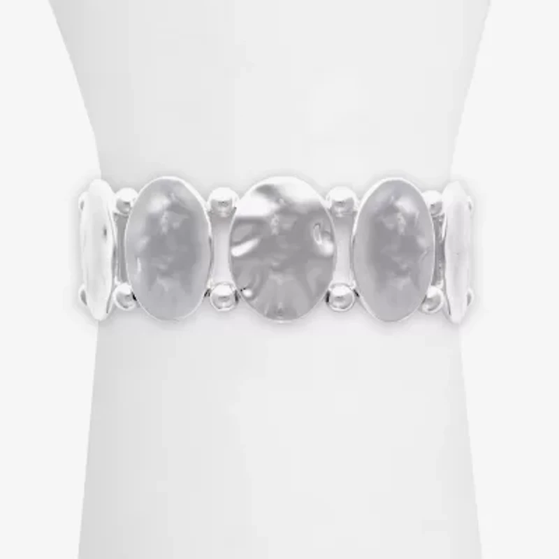 Bold Elements Silver Tone Womens Stretch Bracelet