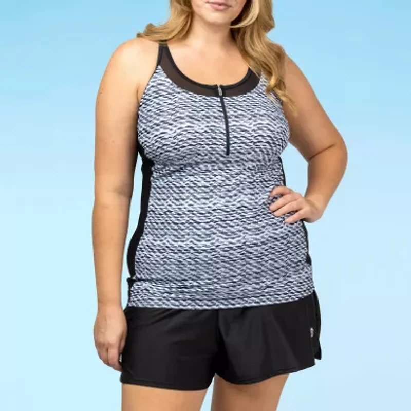 Free Country Womens Waves Plus Tankini Swimsuit Top