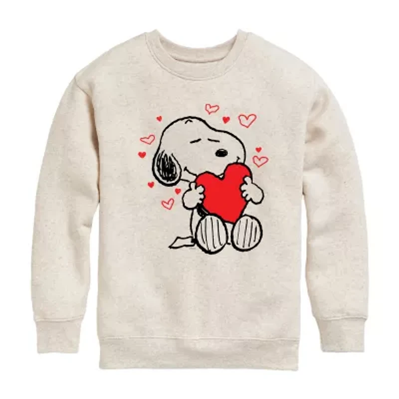 Snoopy Hearts Big Kid Girls Crew Neck Long Sleeve Peanuts Sweatshirt