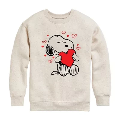 Snoopy Hearts Big Kid Girls Crew Neck Long Sleeve Peanuts Sweatshirt