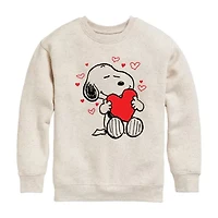 Snoopy Hearts Big Kid Girls Crew Neck Long Sleeve Peanuts Sweatshirt