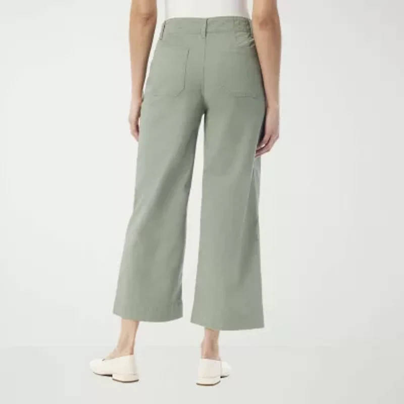 Gloria Vanderbilt Womens Wide Leg High Rise Cropped Pant