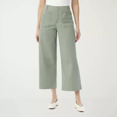 Gloria Vanderbilt Womens Wide Leg High Rise Cropped Pant