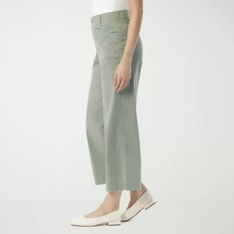 Gloria Vanderbilt Womens Wide Leg High Rise Cropped Pant