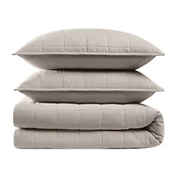 Brooklyn Loom Matte Cotton Velvetbox Stitch Easy Care Quilt Set