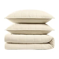 Brooklyn Loom Matte Cotton Velvetbox Stitch Easy Care Quilt Set