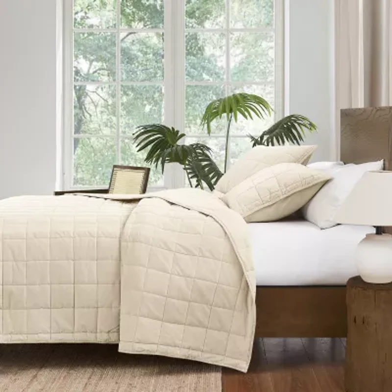 Brooklyn Loom Matte Cotton Velvetbox Stitch Easy Care Quilt Set
