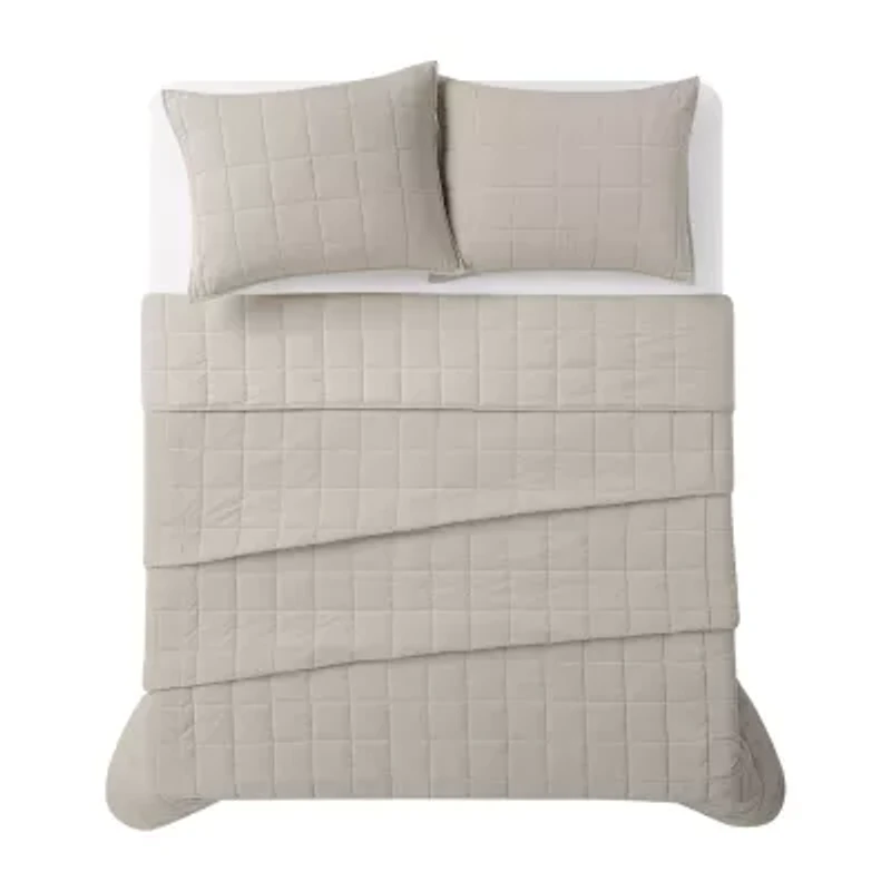 Brooklyn Loom Matte Cotton Velvetbox Stitch Easy Care Quilt Set