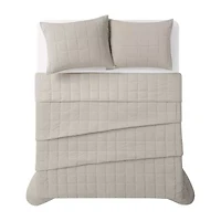 Brooklyn Loom Matte Cotton Velvetbox Stitch Easy Care Quilt Set