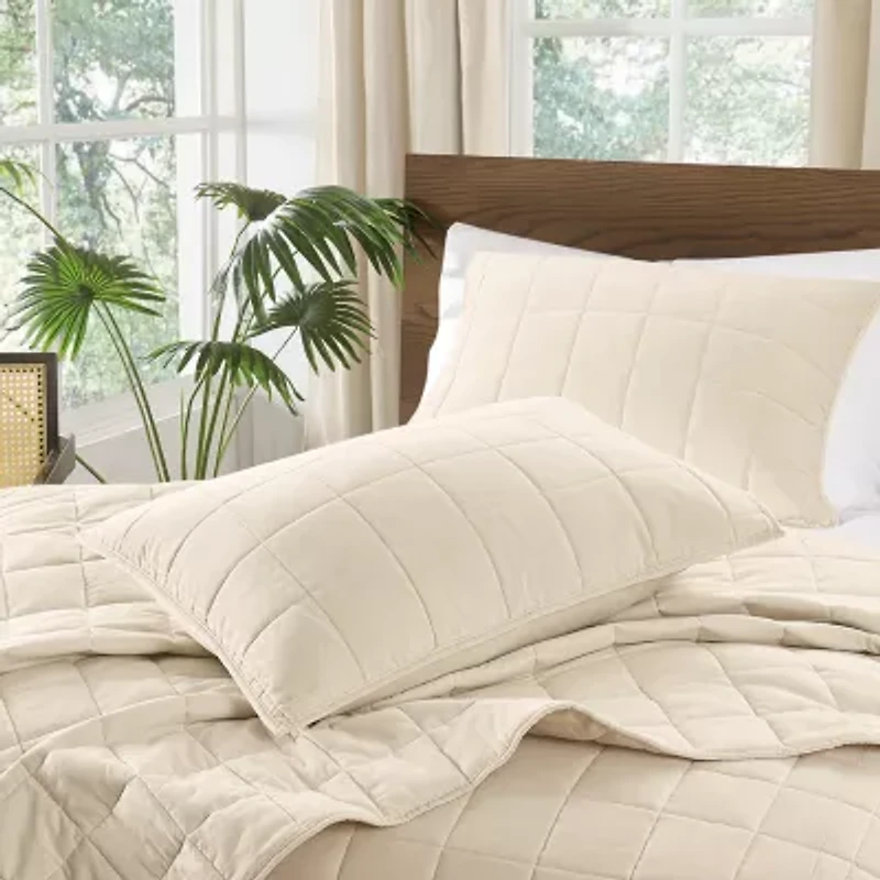Brooklyn Loom Matte Cotton Velvetbox Stitch Easy Care Quilt Set