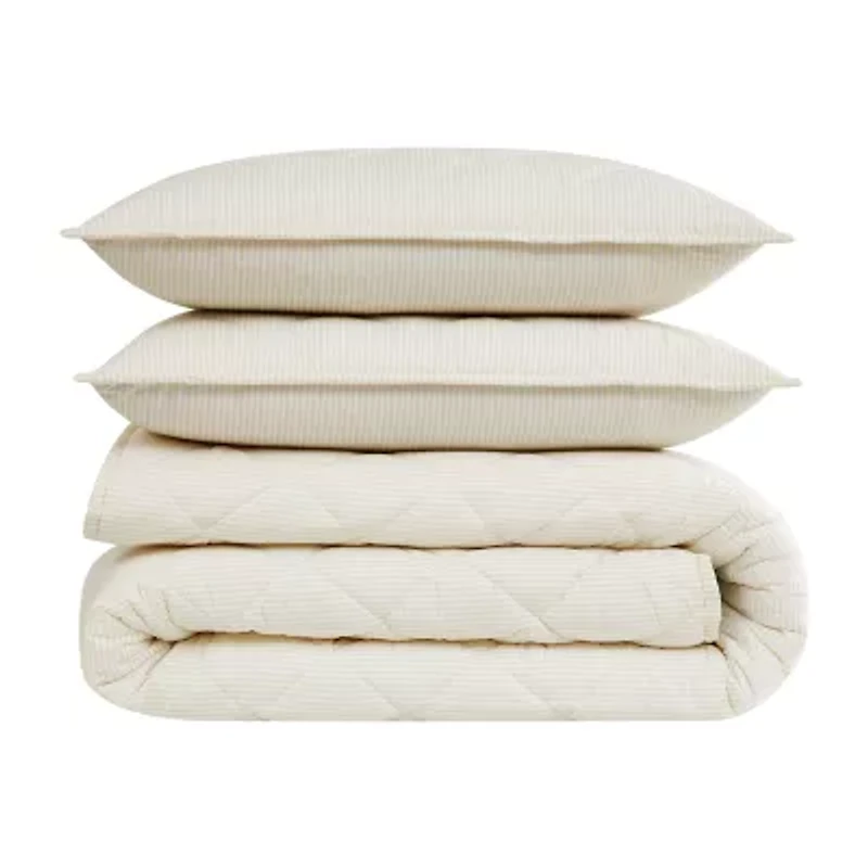 Brooklyn Loom Pinstripe Easy Care Quilt Set