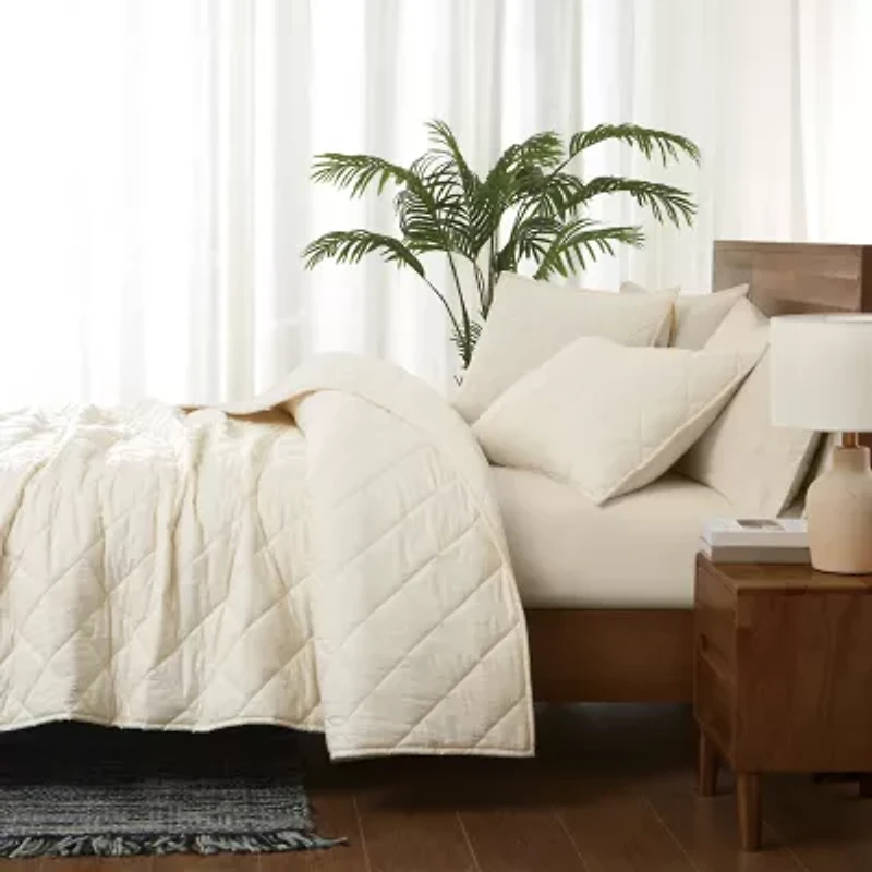 Brooklyn Loom Pinstripe Easy Care Quilt Set